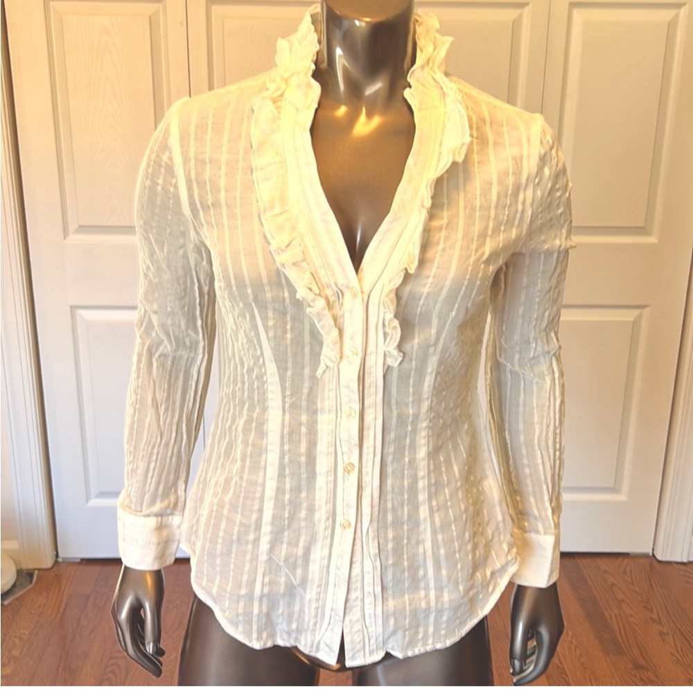 White House Black Market Women’s White Button Down Long Sleeve Shirt Size 6